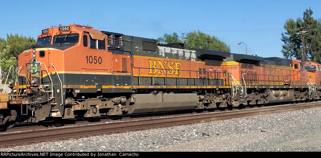 BNSF 1050, one of a kind Heritage 1 unit, trails on EB BNSF stack